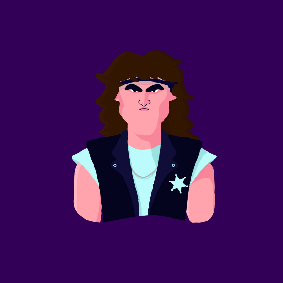 Illustration of a member of The Rogues gang from The Warriors movie