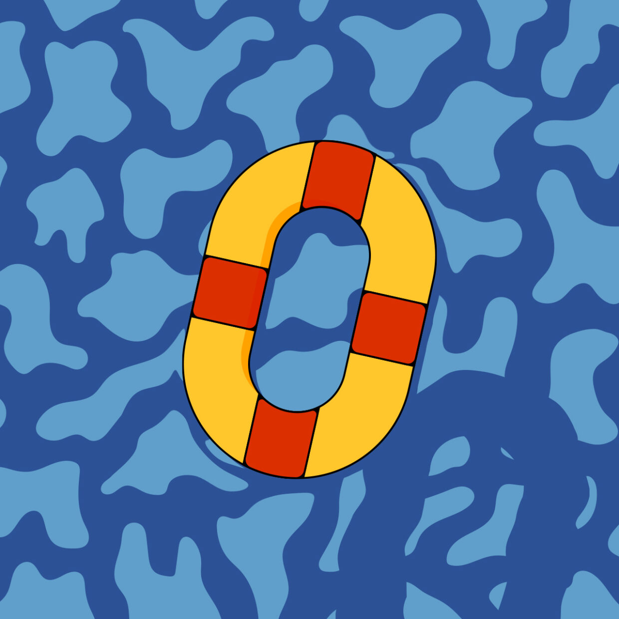 Illustration of an inflatable donut in a pool