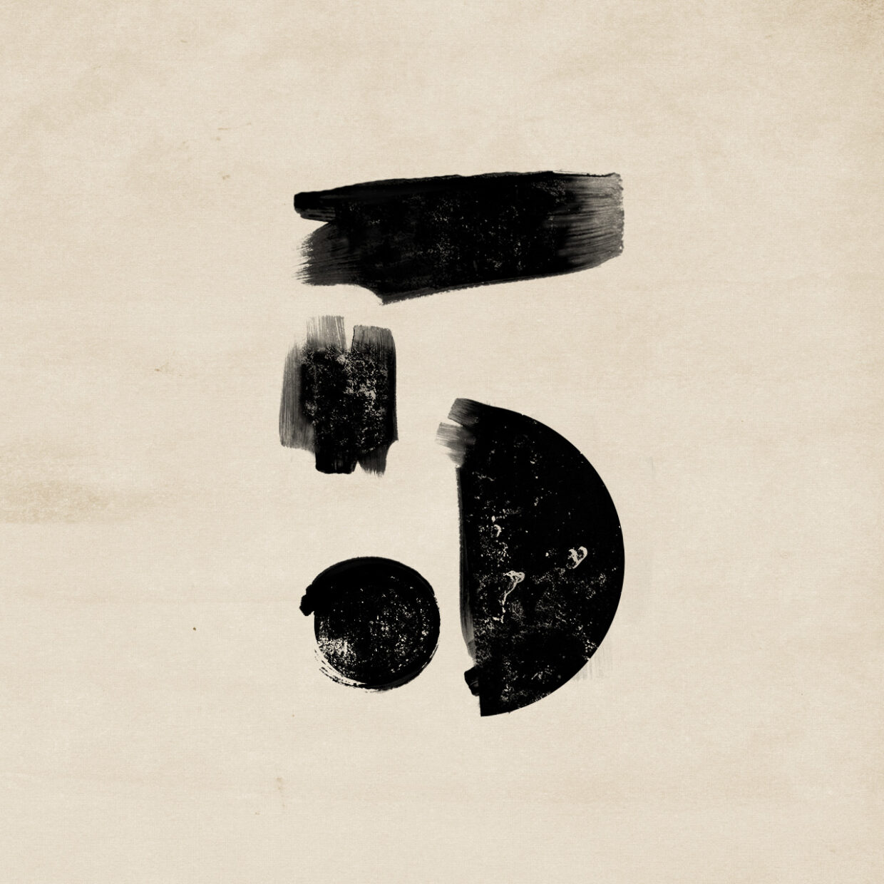 Illustration of the number five made with brushstrokes