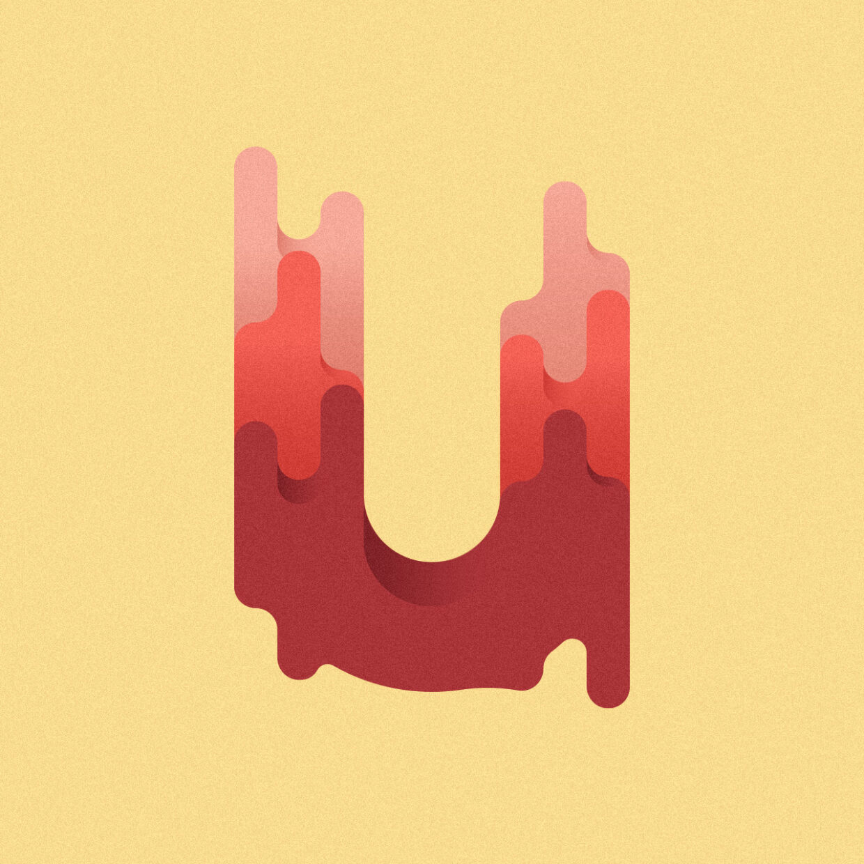 Illustration of a melted letter U