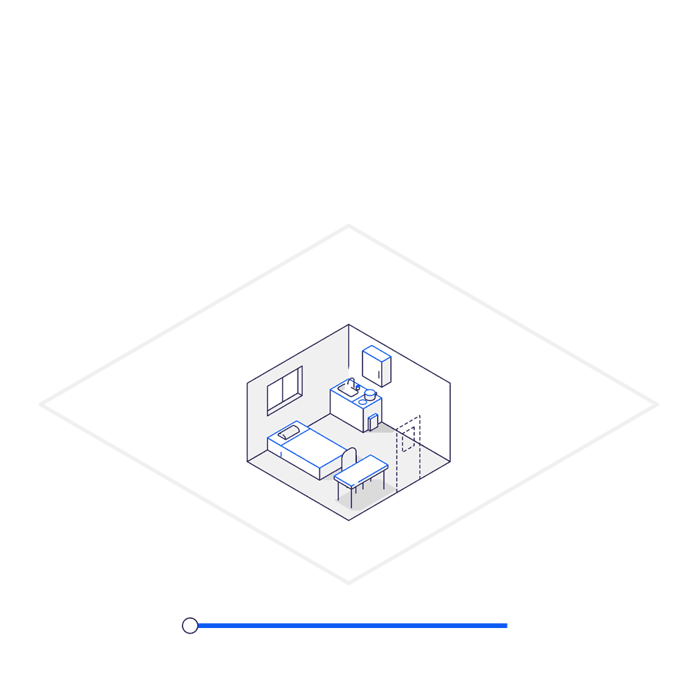 Animation of the interior of a house in isometric view