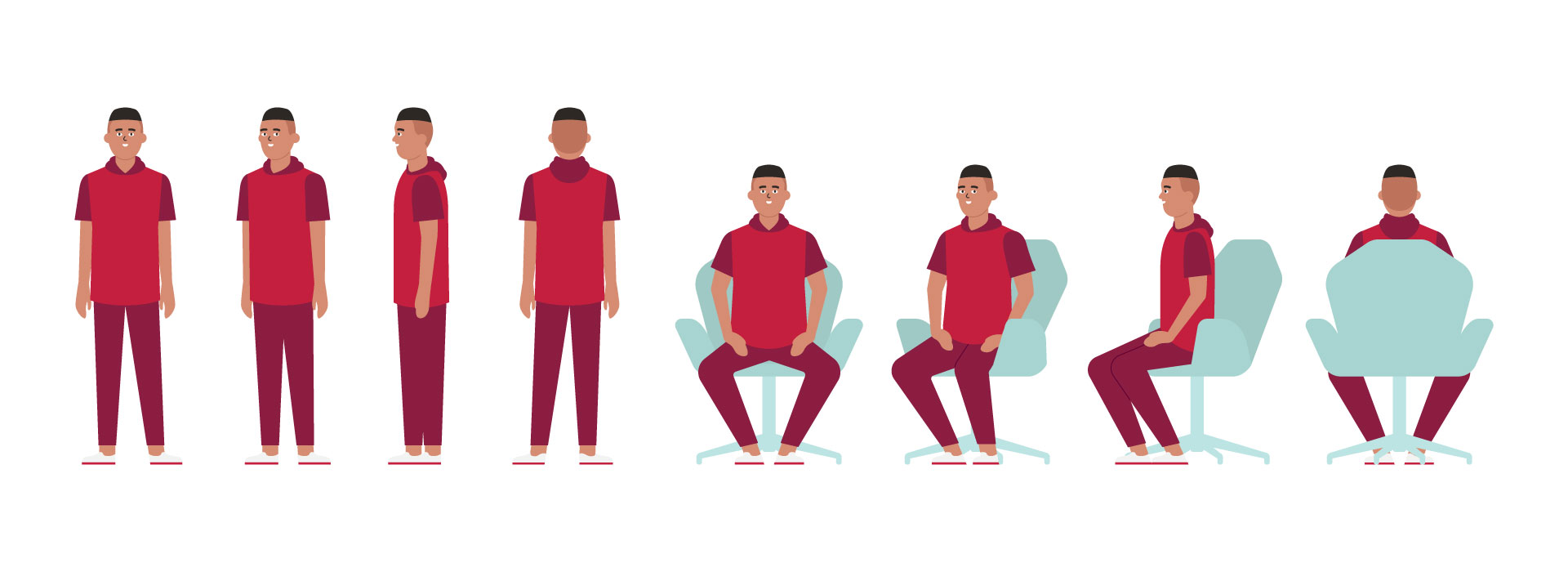 Vector illustration of a character in several views for the CIBC communications