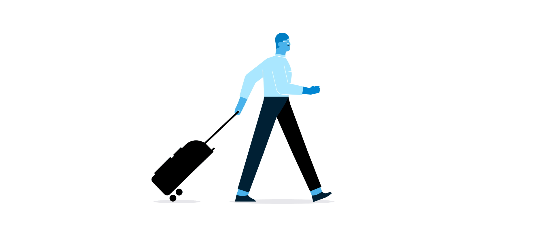 Looped animation of a walk-cycle with a man carrying a suitcase
