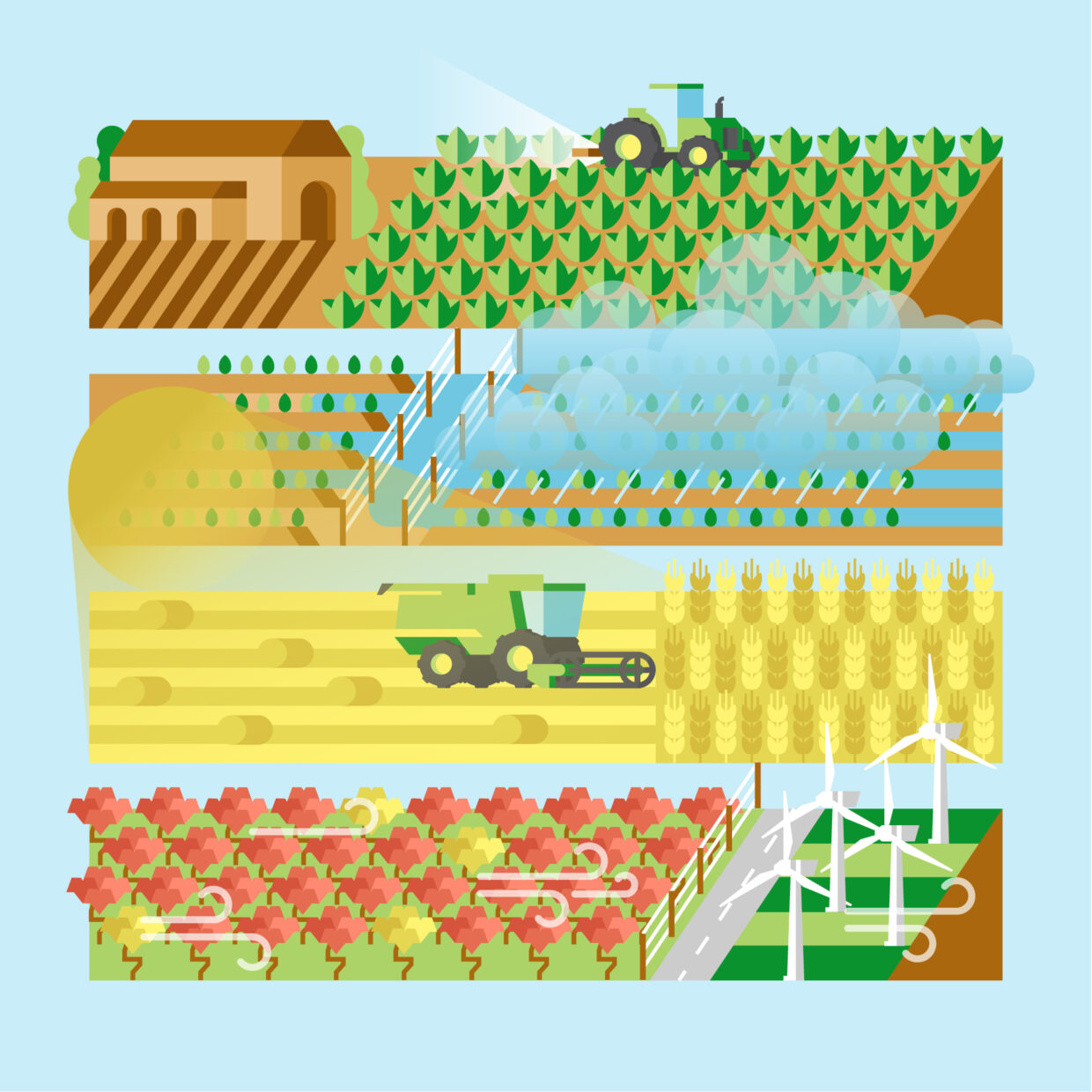 Illustration of various little crops